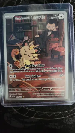 Team Rockets Meowth 203/182 SV10 Destined Rivals Illustrated Card Mint Condition - Image 1