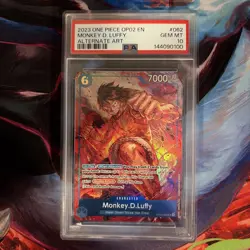 2023 ONE PIECE OP02-PARAMOUNT WAR ALTERNATE ART #062 MONKEY D. LUFFY PSA 10 - Image 1