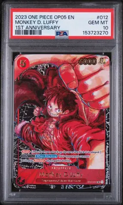 2023 One Piece OP05 Monkey D. Luffy 1st Anniversary Alt Art Card ST01-012 PSA 10 - Image 1