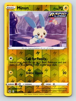 Basic Minun HP 70 Rapid Strike Static Shock Cheering Pokemon Yellow - Image 1
