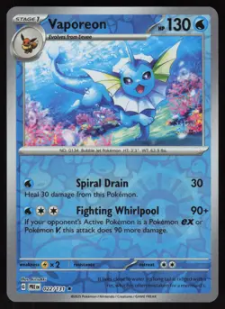 Reverse Holo Vaporeon 022/131 SV: Prismatic Evolutions Pokemon TCG Card - Image 1