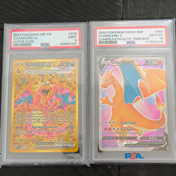 PSA Graded Charizard Lot 2 Cards: Charizard ex #228 PSA 9, V #050 PSA 10 - Image 1
