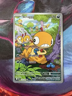 Pokemon TCG Scraggy 138/086 Sv: White Flare Illustration Rare Holo Card NM- - Image 1