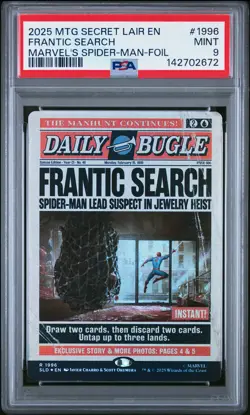 2025 MTG SECRET LAIR DROP #1996 FRANTIC SEARCH PSA 9 - Image 1