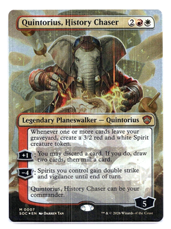 Quintorius History Chaser Borderless Commander Secrets of Strixhaven MTG Foil NM - Image 1