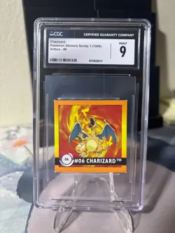 1999 Charizard #6 Pokemon Artbox Stickers Series 1 CGC Mint 9 - Image 1