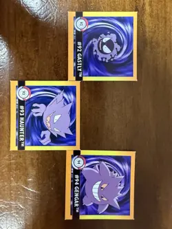Gengar 94 Haunter 93 Gastly 92 Pokemon Artbox 1999 Vintage Stickers Series 1 NM - Image 1