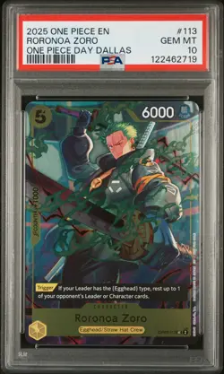 Roronoa Zoro 113 One Piece Day Dallas One Piece Promos One Piece PSA 10 - Image 1