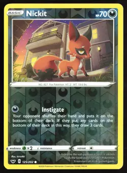 Pokemon TCG - Nickit Reverse Holo Common SWSH01: Sword & Shield Base Set 125/202 - Image 1