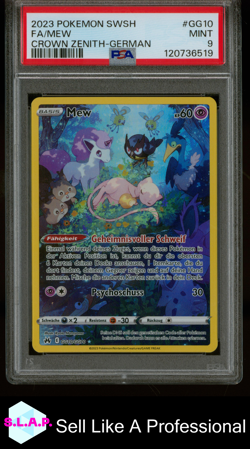 FA/MEW CROWN ZENITH-GERMAN POKEMON SWORD AND SHIELD CROWN ZENITH 2023 GG10 PSA 9 - Image 1