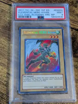 Yugioh Elemental HERO Avian LCGX-EN002 Secret Rare 1st Ed NM 2011 PSA 9 MINT - Image 1
