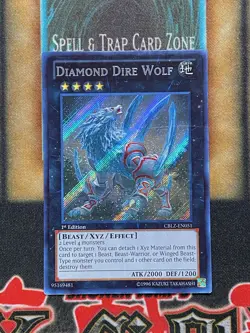Yugioh Diamond Dire Wolf CBLZ-EN051 Secret Rare 1st Ed NM - Image 1