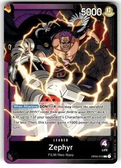 Zephyr - OP02-072 - Leader - English - Near Mint - One Piece CCG - Image 1