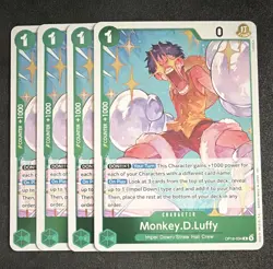 Playset Bandai One Piece TCG Monkey D. Luffy OP16-034 English Green x4 - Image 1