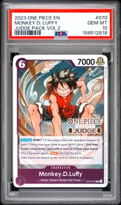 2023 One Piece EN Judge Vol 2 Volume Monkey D Luffy #070 PSA 10 GEM MINT - Image 1