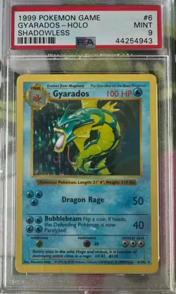 1999 Pokemon TCG Gyarados Holo Shadowless PSA 9 MINT #6/102 WOTC Vintage Rare - Image 1