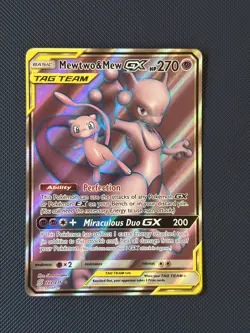 Pokemon TCG Unified Minds Tag Team Mewtwo & Mew GX 222/236 - NM - Image 1