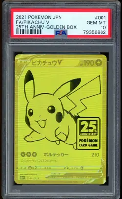 2021 Pokemon Pikachu V 25th Anniversary Golden Box Full Art Japanese #001 PSA 10 - Image 1