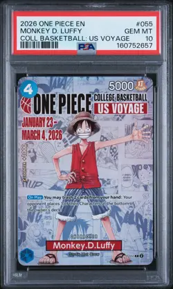 ONE PIECE MONKEY D. LUFFY 2026 PROMOS #055 COL BASKETBALL: US VOYAGE PSA 10 - Image 1