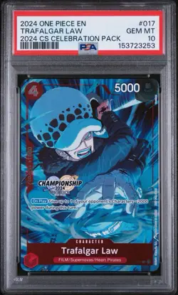 2024 ONE PIECE CHAMP 2024 CELEBRATION PACK 017 TRAFALGAR LAW STAMP CARD PSA 10💎 - Image 1