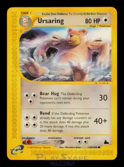 Pokemon Card Ursaring 110/144 Skyridge Common Vintage WOTC LP 2003 - Image 1