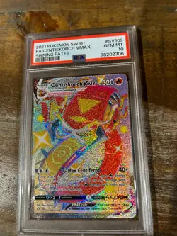 Pokemon 2021 SWSH Shining Fates Full Art CENTISKORCH Vmax #SV109 PSA 10 Gem RARE - Image 1