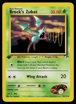 Pokemon Card - Brock's Zubat Gym Heroes 24/132 1st Edition Rare - Image 1