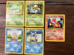 Lot of (5) Pokemon Base Set Card Lot Unlimited Uncommon Common MP - Image 1