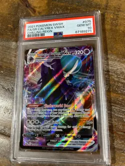 POKEMON 2021 SWSH Chilling Reign Full Art Shadow Rider CALYREX #075 PSA 10 Gem - Image 1