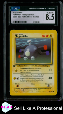 MAGNEMITE BASE SET - 1ST EDITION 53/102 POKEMON CGC 8.5 - Image 1
