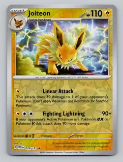 Reverse Holo Jolteon #135/165 Rare SV: Scarlet & Violet 151 Pokemon - Image 1