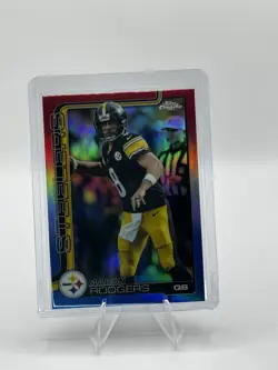 2025 Topps Chrome - Aaron Rodgers #255 Red White & Blue Refractor - Image 1