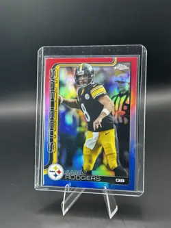 2025 Topps Chrome - Aaron Rodgers #255 Red White & Blue Refractor - Image 2