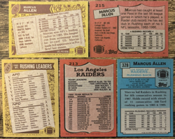 MARCUS ALLEN Topps LOT 1986 #62 1987 #215 1988 #328 Los Angeles Raiders HOF NRMT - Image 2