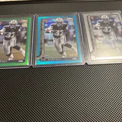 2025 Topps Chrome Phil Mafah Lot Auto + /199 Blue + /99 Green Cowboys - Image 1