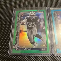 2025 Topps Chrome Phil Mafah Lot Auto + /199 Blue + /99 Green Cowboys - Image 2
