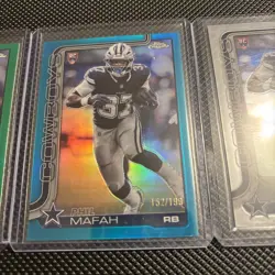 2025 Topps Chrome Phil Mafah Lot Auto + /199 Blue + /99 Green Cowboys - Image 3