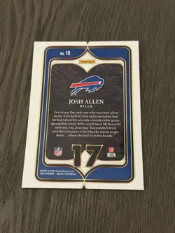 2024 Panini Select Select Numbers #10 JOSH ALLEN Buffalo Bills Football Card - Image 2