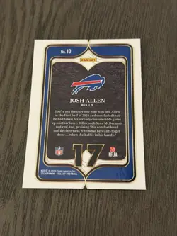 2024 Panini Select Select Numbers #10 JOSH ALLEN Buffalo Bills Football Card - Image 4