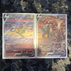 Nintendo Pokemon TCG Crown Zenith Holo Full Art 2-Card Lot Raikou V & Entei V - Image 1