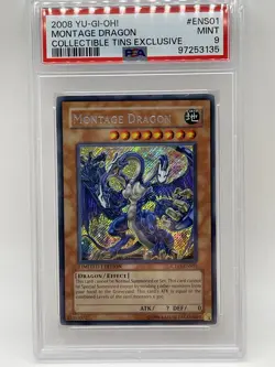 Montage Dragon 2008 PSA 9 MINT Secret Rare CT05-ENS01 Collector Tin Promo Yugioh - Image 1