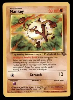 4X Pokemon Card Mankey Jungle 55/65 LIGHTLY PLAYED Non-Holo Common TCG!!!!!!!!!! - Image 1