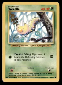 4X Pokemon Card Weedle Base Set 69/102 LIGHTLY PLAYED Non-Holo Common TCG!!!!!!! - Image 1