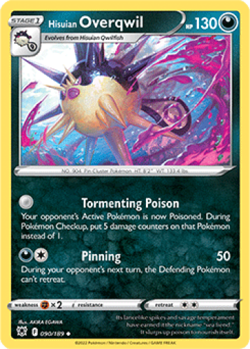 1x Hisuian Overqwil 090/189 Astral Radiance Pokemon TCG Card NM - Image 1