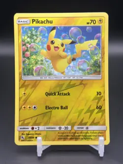 Pikachu Hidden Fates Reverse Holo Card 19/68 - Image 1