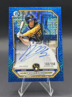 2026 Bowman Mega Box Marco Dinges #BMA-MD Chrome Prospect Auto Blue Mojo 13/150 - Image 1