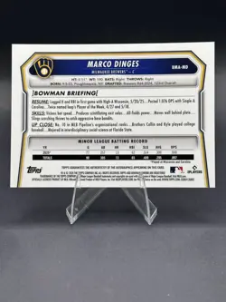 2026 Bowman Mega Box Marco Dinges #BMA-MD Chrome Prospect Auto Blue Mojo 13/150 - Image 2