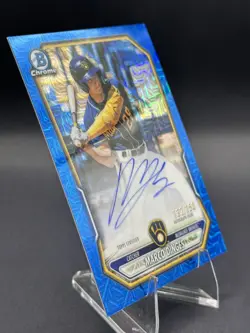 2026 Bowman Mega Box Marco Dinges #BMA-MD Chrome Prospect Auto Blue Mojo 13/150 - Image 3