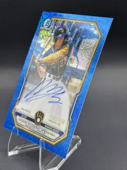 2026 Bowman Mega Box Marco Dinges #BMA-MD Chrome Prospect Auto Blue Mojo 13/150 - Image 4