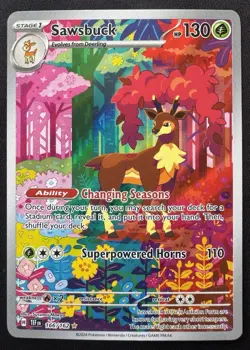 Sawsbuck 166/162 Illustration Rare Holo Temporal Forces Pokemon TCG NM - Image 1